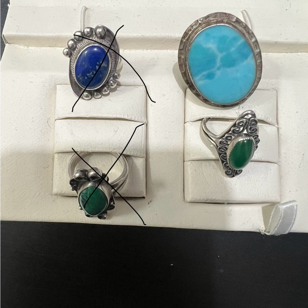 Lot of 4 vintage sterling silver and stones